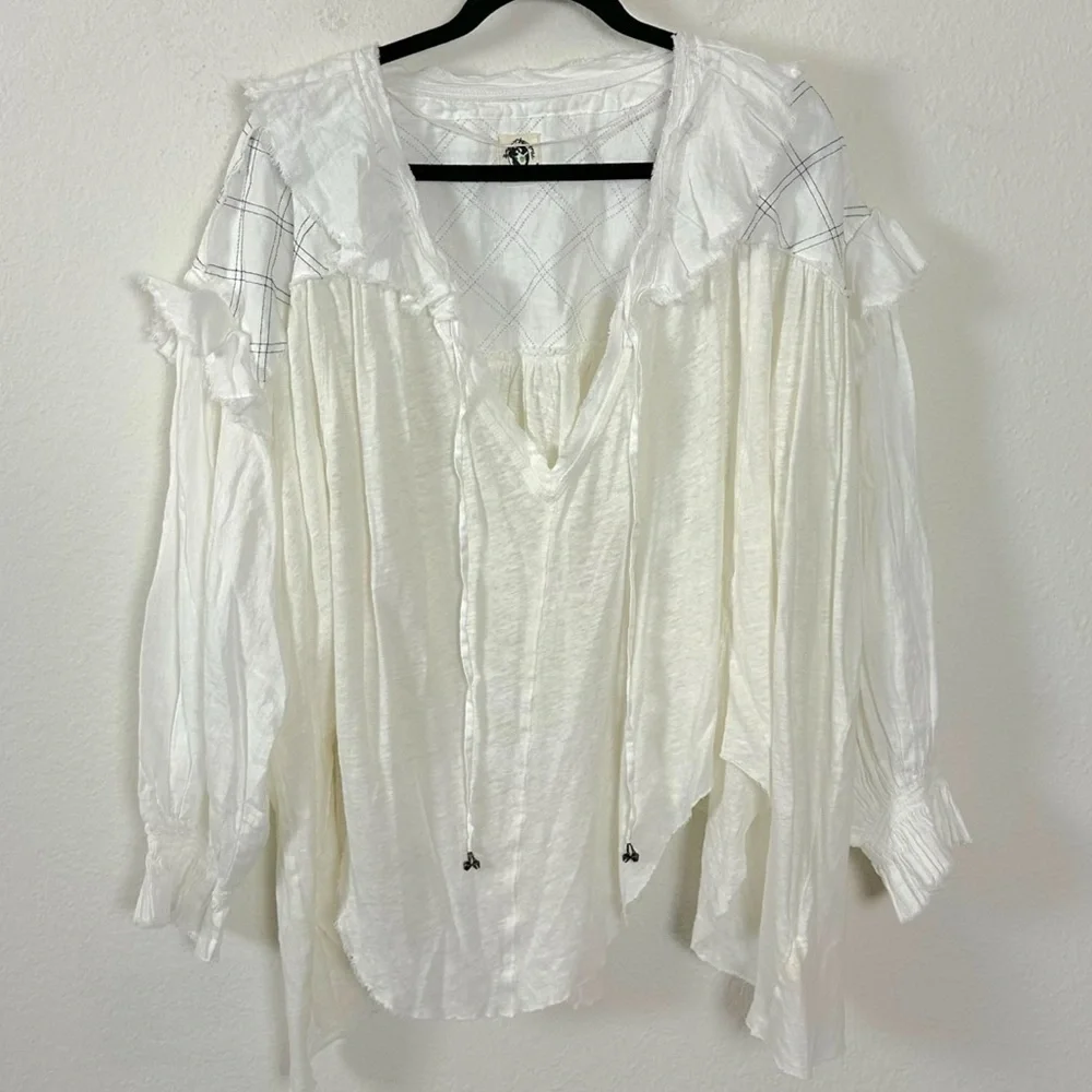 Free People Edwardian Romantic Ethereal Ally  Tunic in Optic White Medium NEW